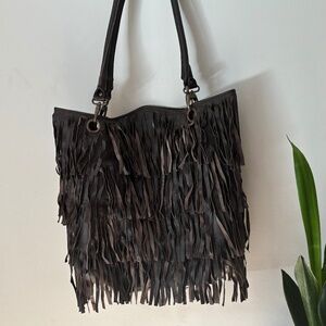 Anthropologie Brown Fringe Bag